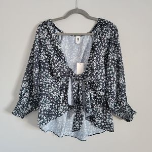 NWT Floral Tie Blouse